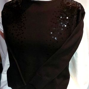 Laura Petite black sequence sweater  XS 1P